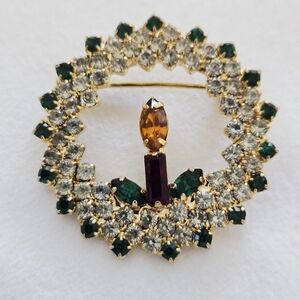 Vintage 1950-60's Rhinestone Wreath Brooch